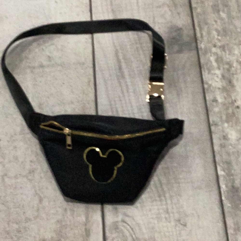 Black Fanny Pack with Gold Accents Mickey Mouse like new condition